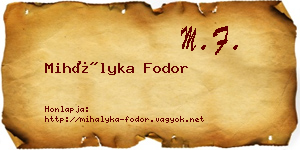 Mihályka Fodor névjegykártya